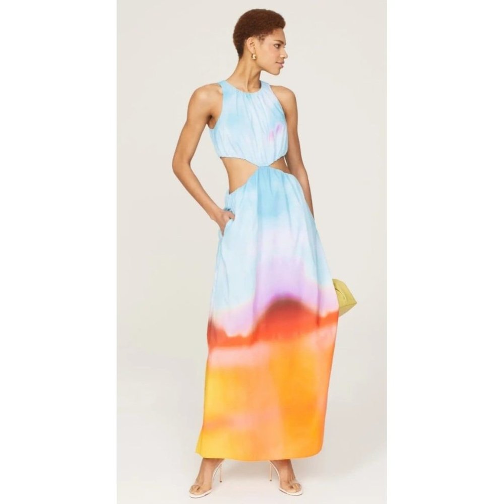 Jonathan Simkhai Blue, Purple, Orange, Yellow Ombre Maxi Dress